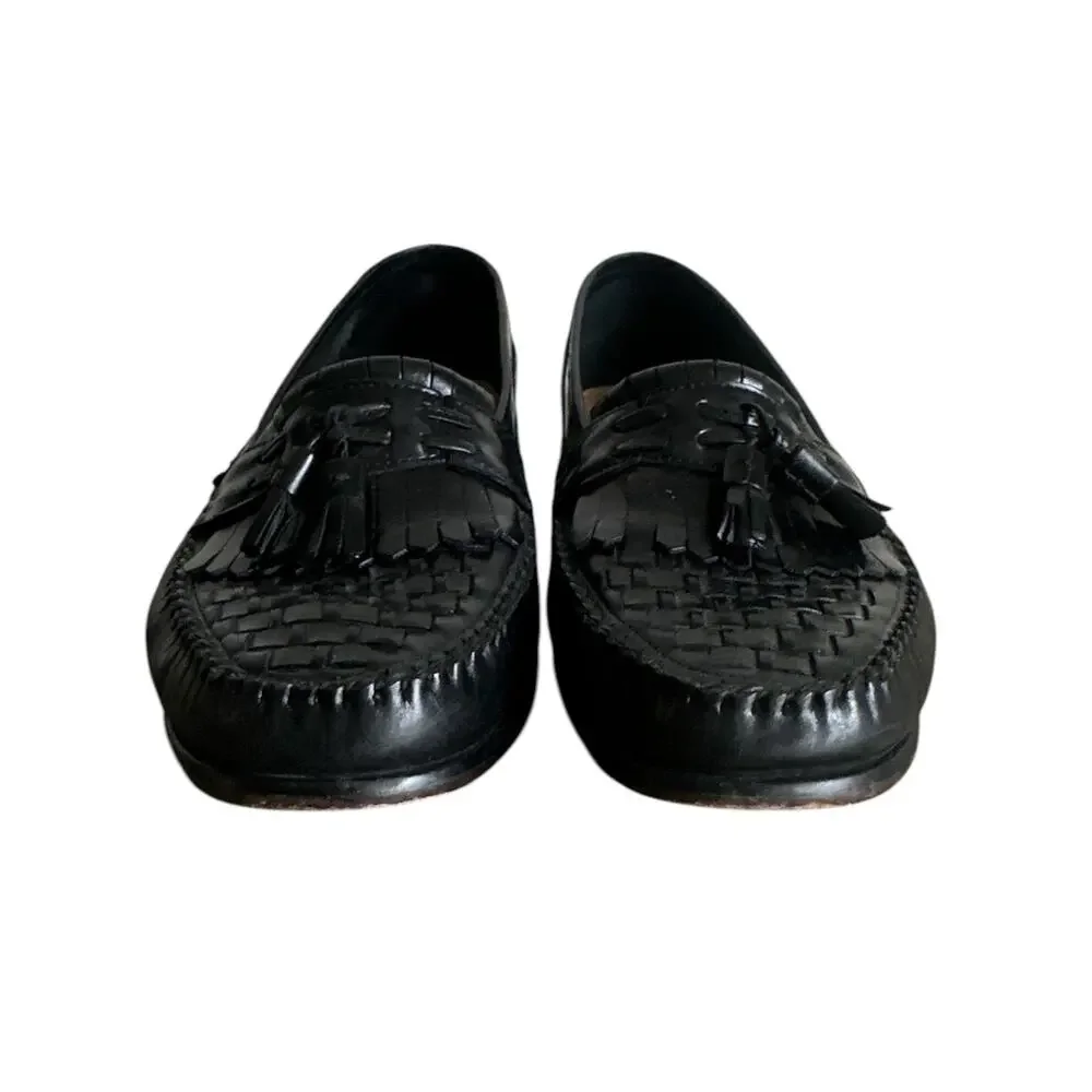 Giorgio Brutini Vegas Men's Woven Leather Tassel Kiltie Loafers Black 12 EEE